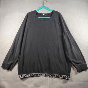 American Eagle Womens XL Black Crewneck Sweatshirt Logo Hem EUC Soft Cozy Fit XL